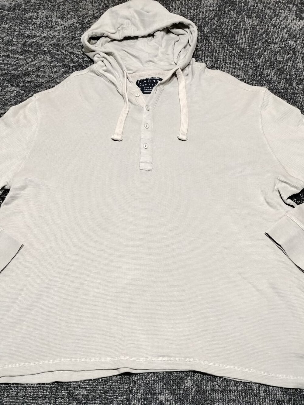 JACHS New York Men's Beige /Tan 4 Button Henley Hoodie Long Sleeve Size XXL NWOT